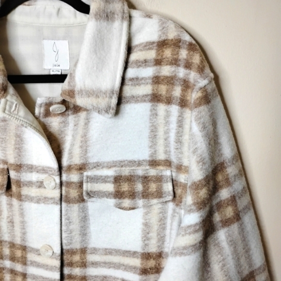 Joie Oversized Flannel Shirt Jacket XL Casual Cabincore Fall Preppy - Picture 3 of 6